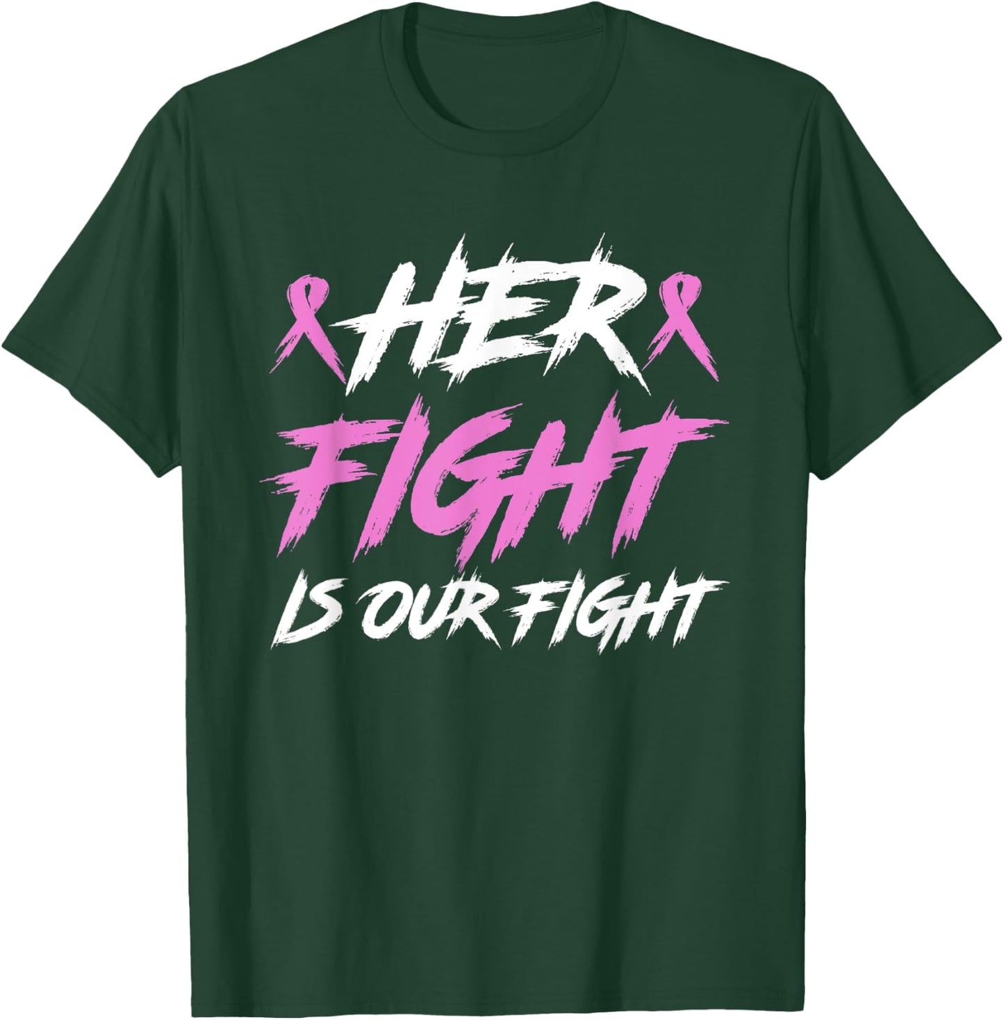 Her Fight Our Fight Family Breast Cancer Awareness Men Kid T-Shirt - T-Shirt | Forest