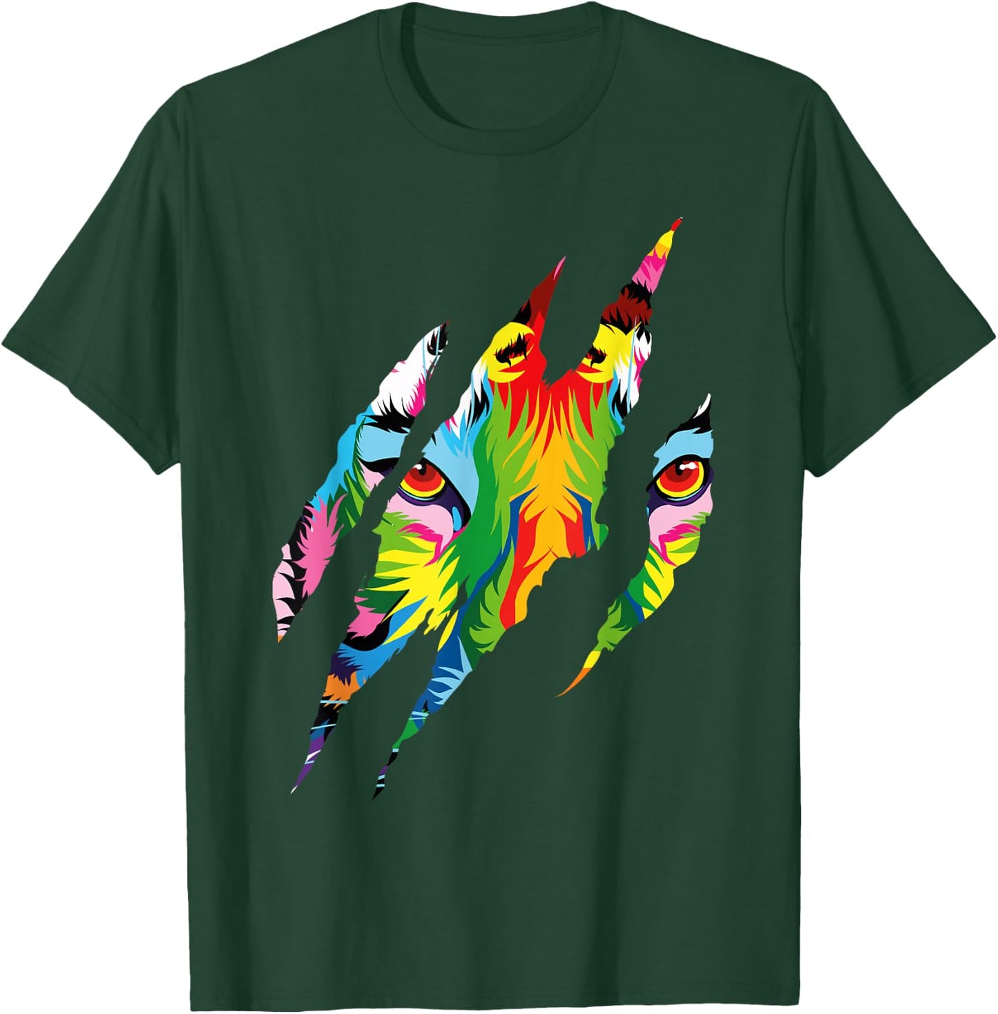 Bengal Tiger Claw Colorful T-Shirt - T-Shirt | Forest