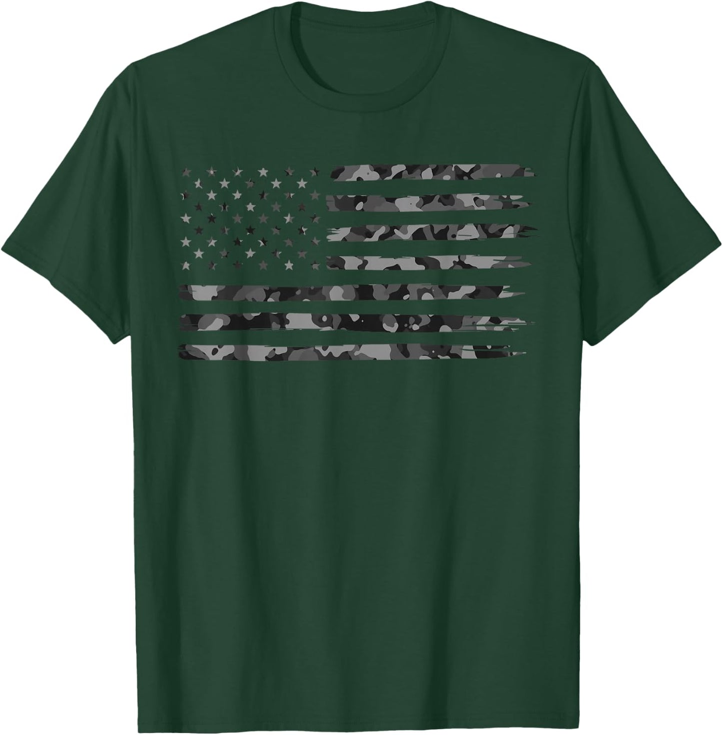 Grey Vintage Camo American Flag Small T-Shirt - T-Shirt | Forest