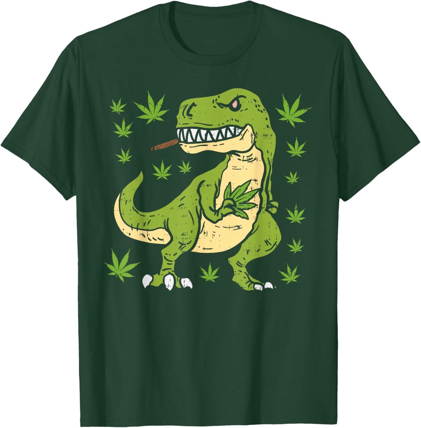 Trex Dinosaur Smoking Weed Cannabis 420 Blunt Stoner Gift T-Shirt - T-Shirt | Forest