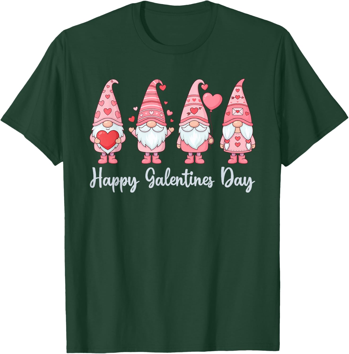 Galentines Day Gnome Heart Bestie Vibes T-Shirt - T-Shirt | Forest
