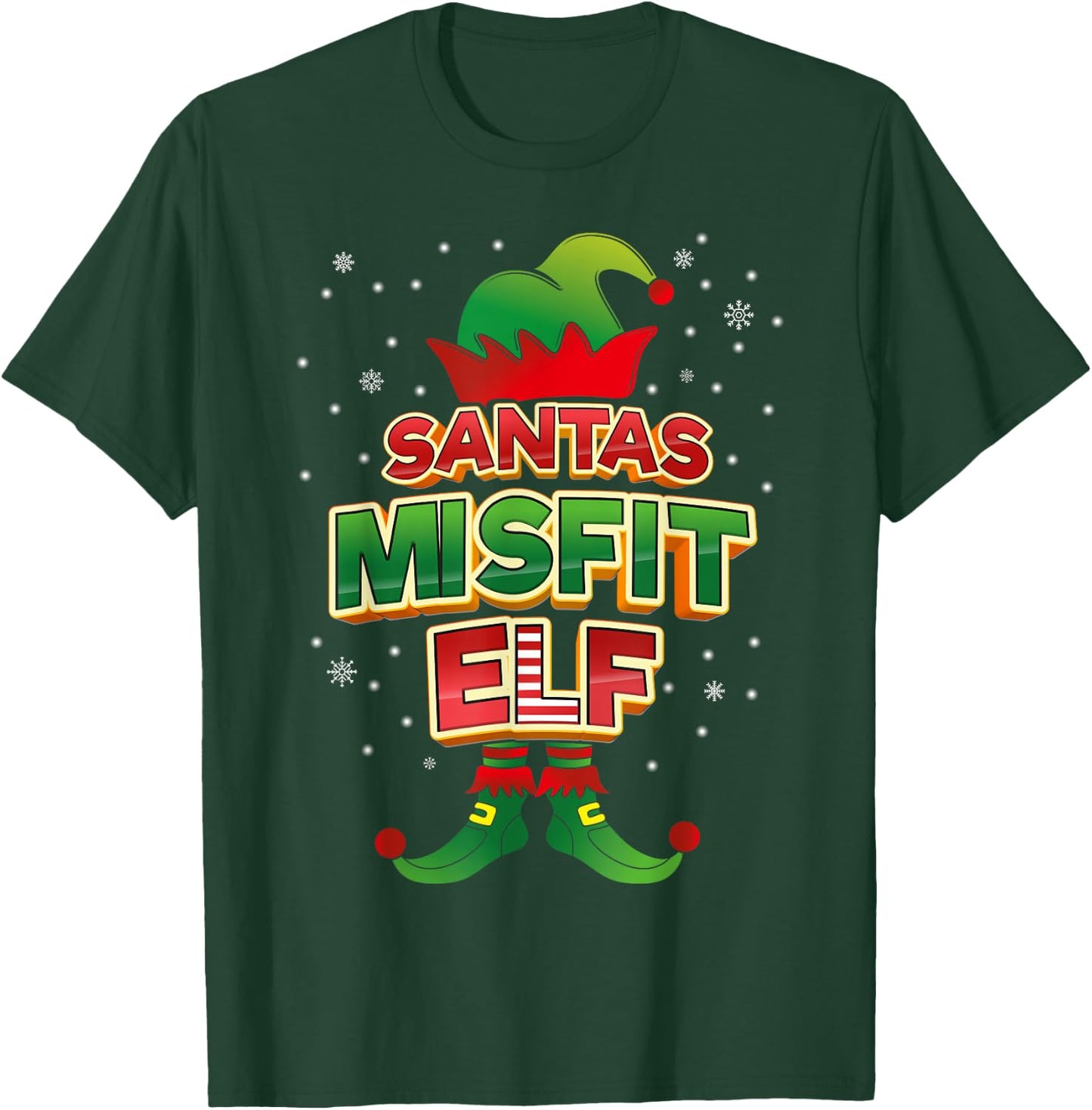 Misfit Elf Christmas Matching Costumes X-Mas T-Shirt - T-Shirt | Forest