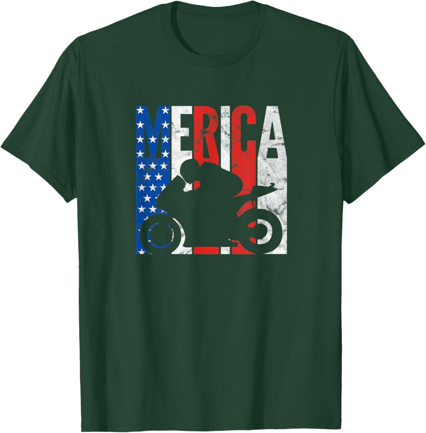 Merica American Flag Sportbike Biker 4th Of July Motorcycle Men T-Shirt - T-Shirt | Forest