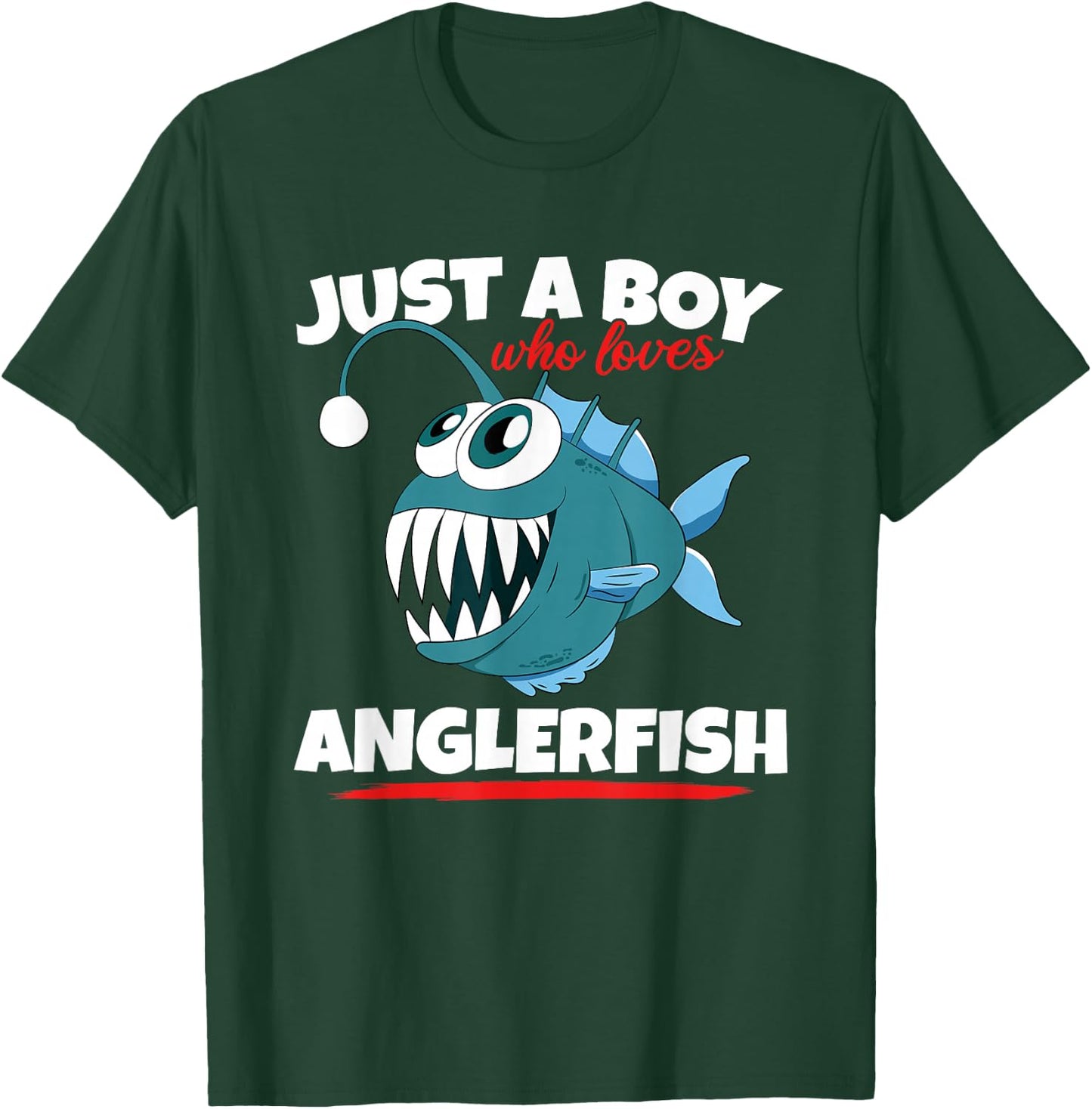 Just A Boy Who Loves Angler Fish Funny Fishing Anglerfish T-Shirt - T-Shirt | Forest