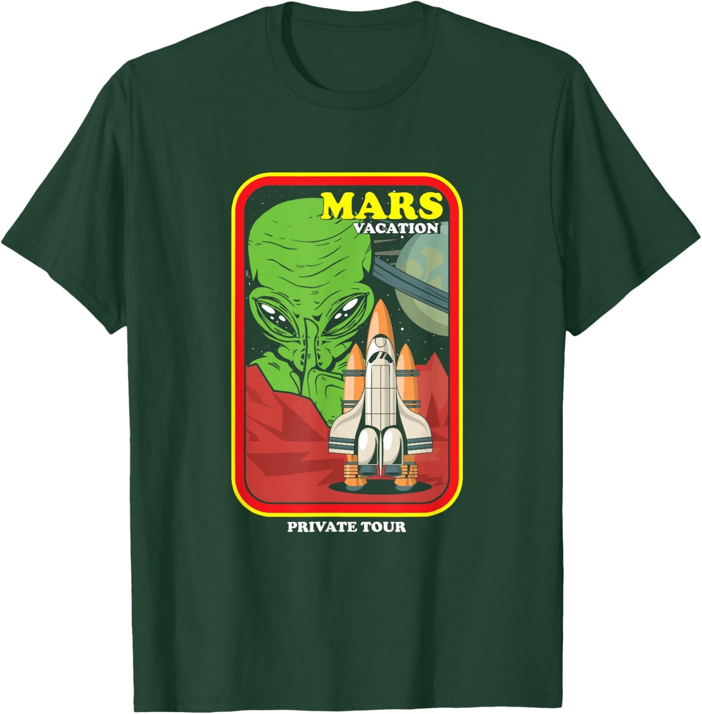 Mars Vacation Astronaut Planets Galaxy Universe Spaceship T-Shirt - T-Shirt | Forest
