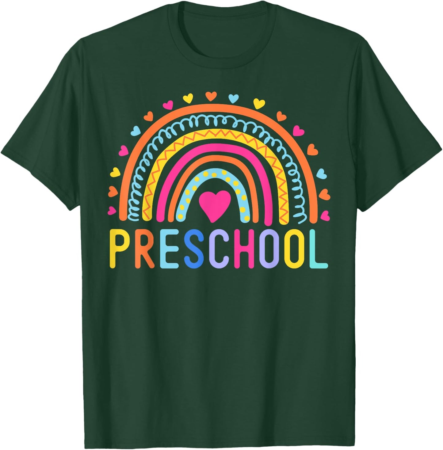 PreSchool Rainbow Girls Boys Teacher Kids Team Pre-K Squad T-Shirt - T-Shirt | Forest