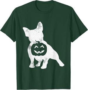French Bulldog Lazy Halloween Costume Cute Frenchie Pumpkin T-Shirt - T-Shirt | Forest