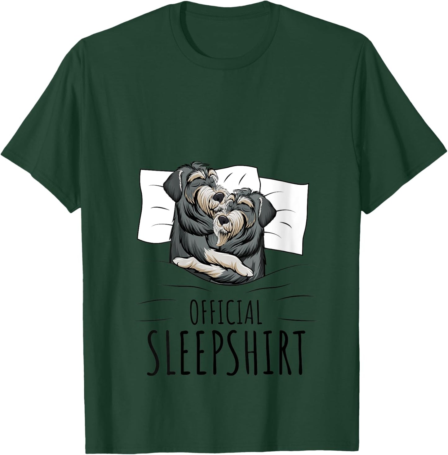 Sleeping Miniature Schnauzer Pajama Official Sleepshirt V-Neck T-Shirt - T-Shirt | Forest