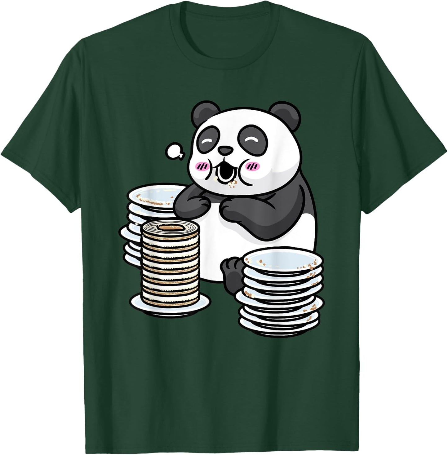 Panda With Baumkuchen Pyramid Cake Otaku Food Lover Anime T-Shirt - T-Shirt | Forest