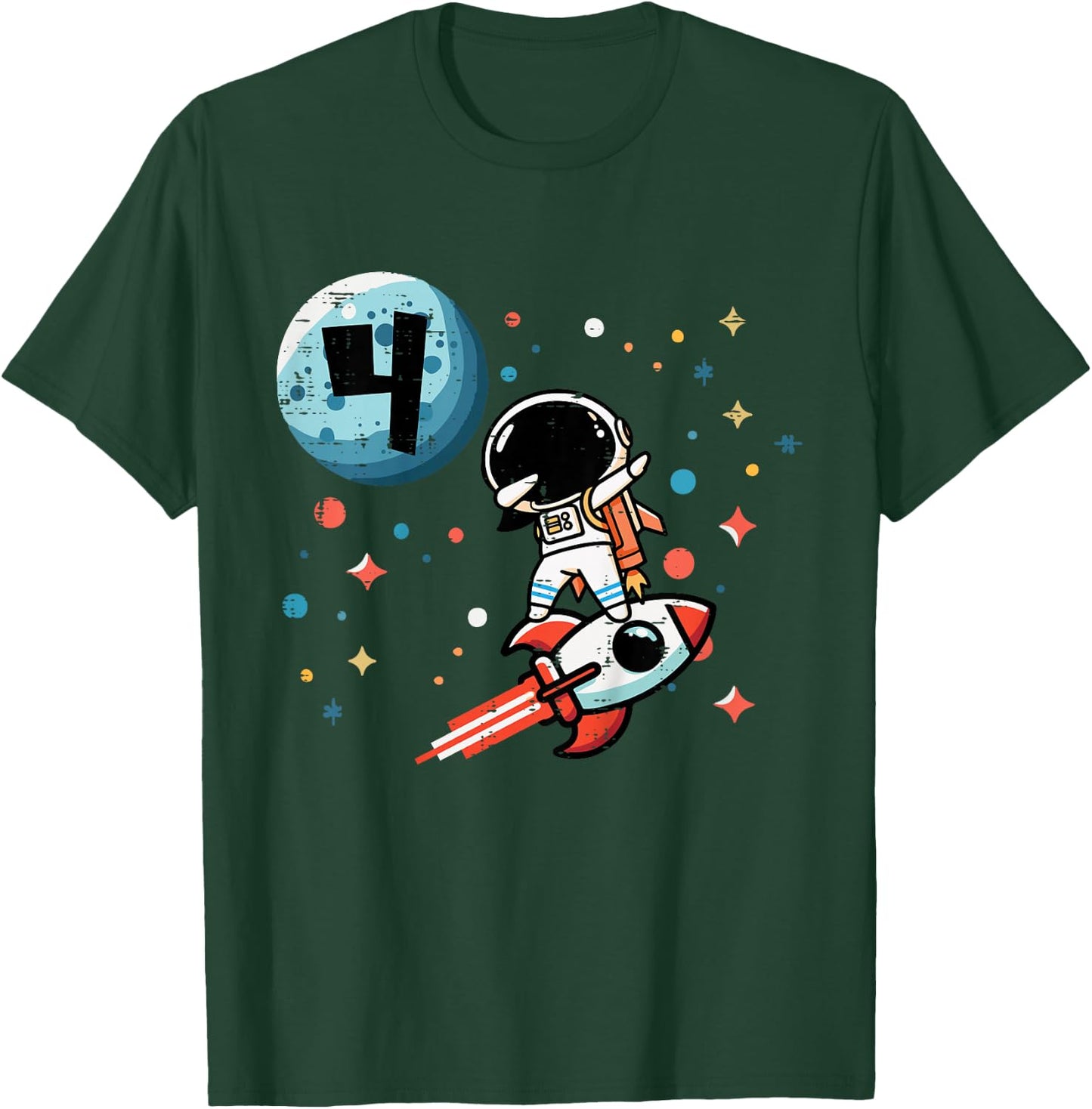 Kids 4th Birthday Astronaut Dab Rocket 4 Year Old Bday Boys Kids T-Shirt - T-Shirt | Forest