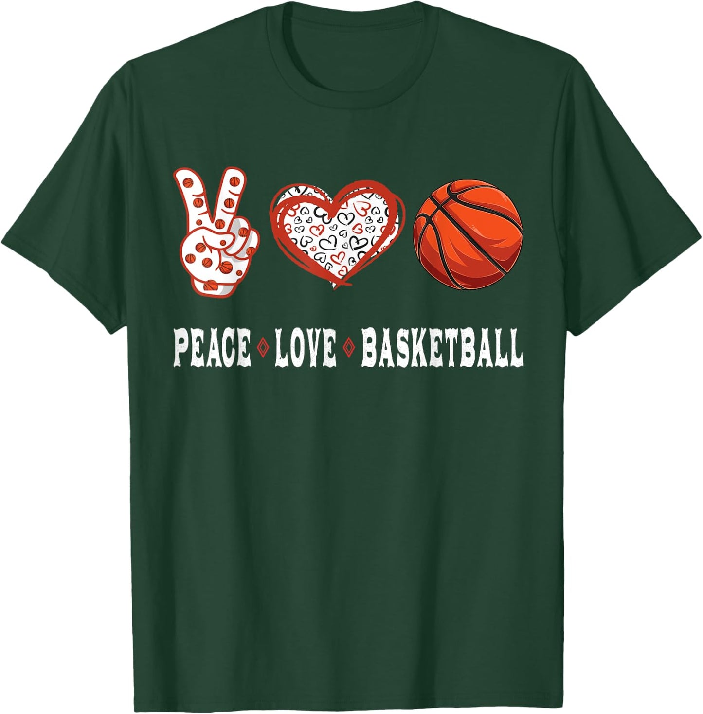 Basketball lovers Player fans Peace love Basketball T-Shirt - T-Shirt | Forest