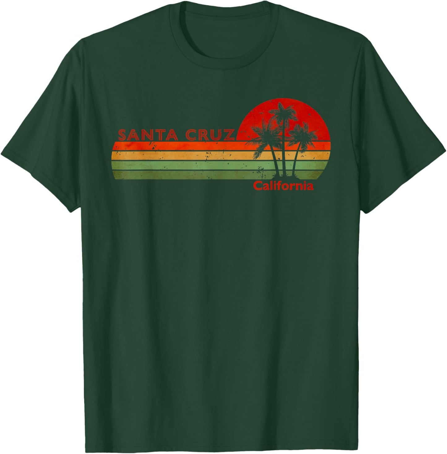 Santa Cruz California Retro Vintage Sunset T-Shirt - T-Shirt | Forest