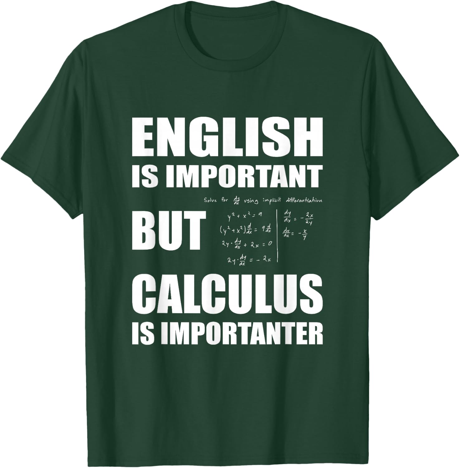 English Is Important But Calculus Is Importanter - Calculus T-Shirt - T-Shirt | Forest