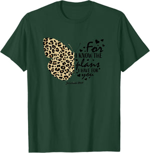 Cute Cheetah Print Butterfly Christian Religious Bible Quote T-Shirt - T-Shirt | Forest