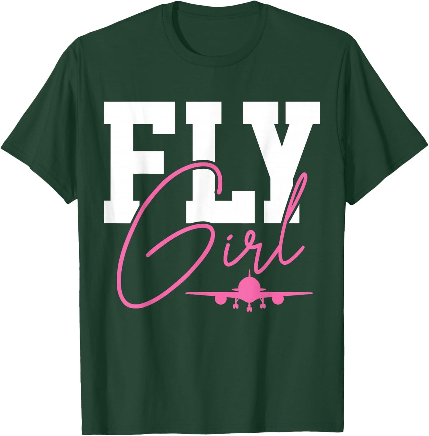 Pilot Girl Aeroplane Aviation T-Shirt - T-Shirt | Forest