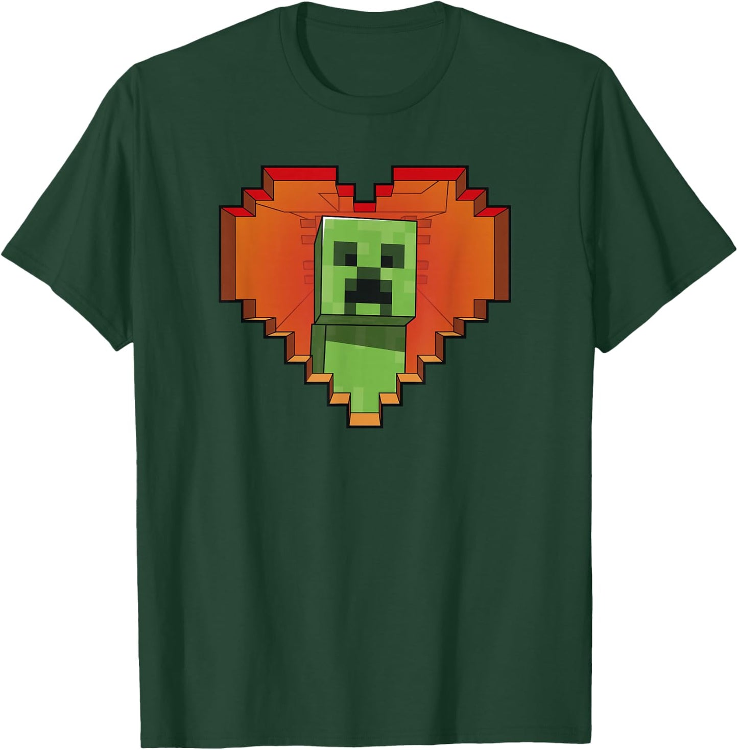 Minecraft Heart Logo Creeper Fill T-Shirt - T-Shirt | Forest
