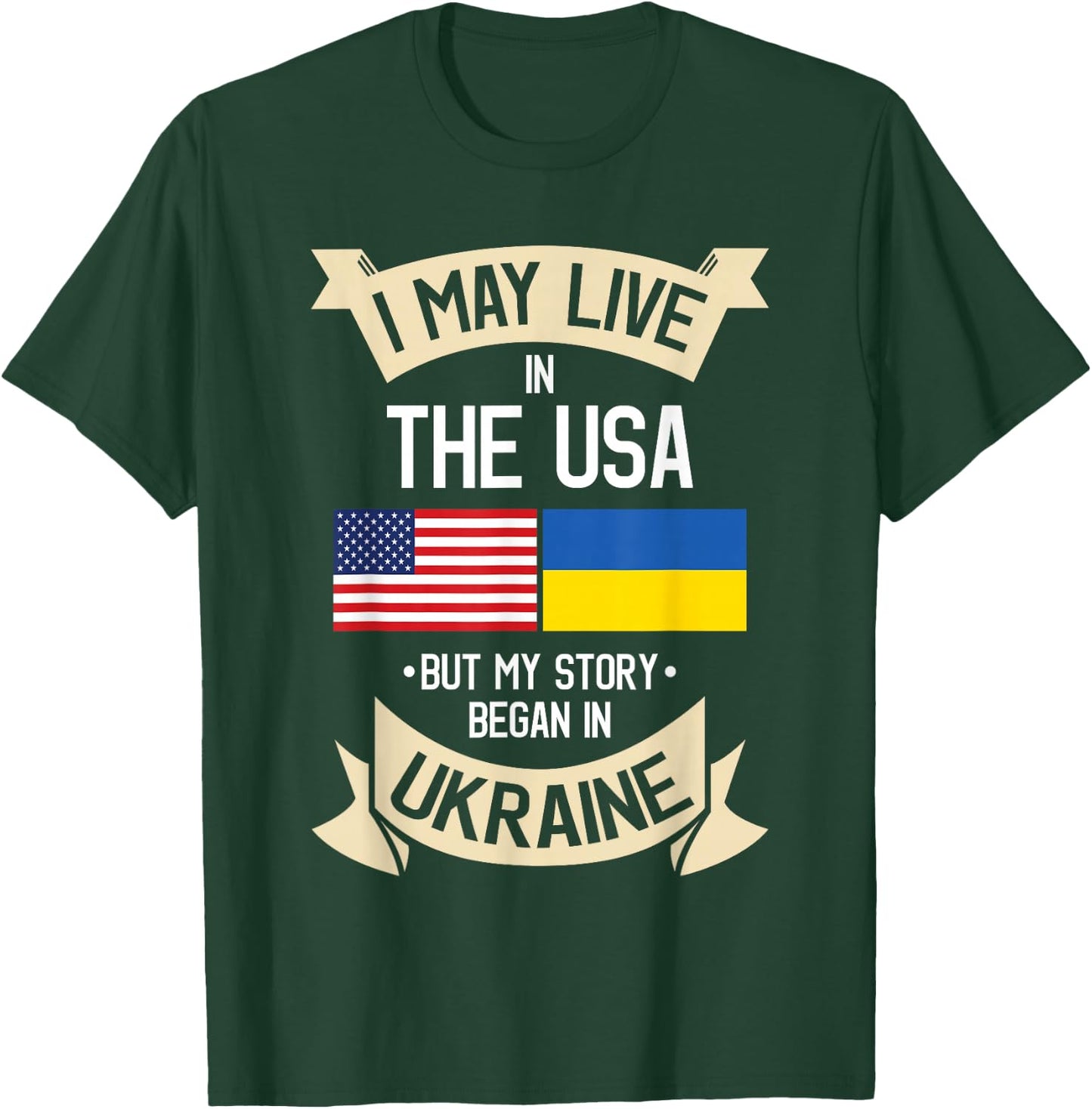 Ukrainian American Flag Love Support Ukrainians Ukraine T-Shirt - T-Shirt | Forest