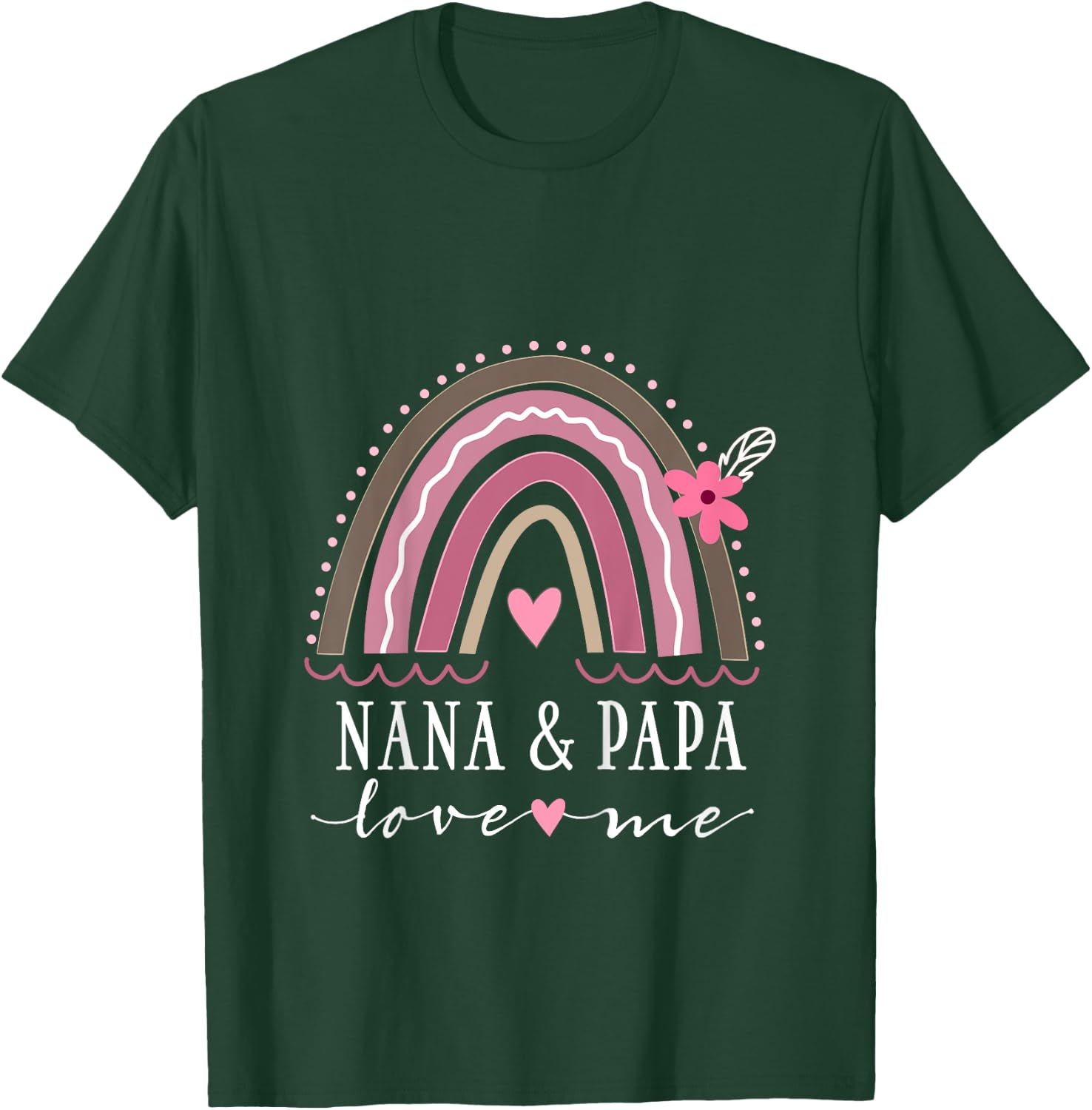 Kids Nana and Papa Love Me Girls Grandchild Boho Rainbow T-Shirt - T-Shirt | Forest