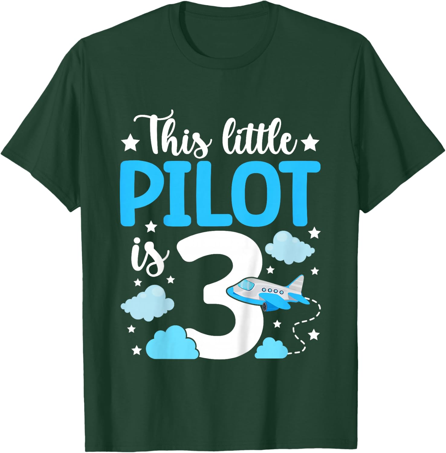 This little Pilot is 3 Airplane 3rd Birthday T-Shirt - T-Shirt | Forest