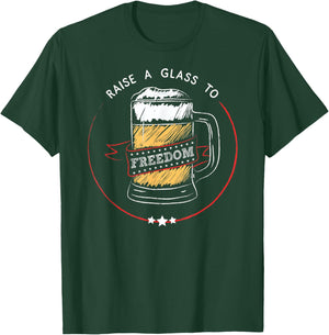 Raise A Glass To Freedom - 4th July, Hamilton, USA T-Shirt - T-Shirt | Forest