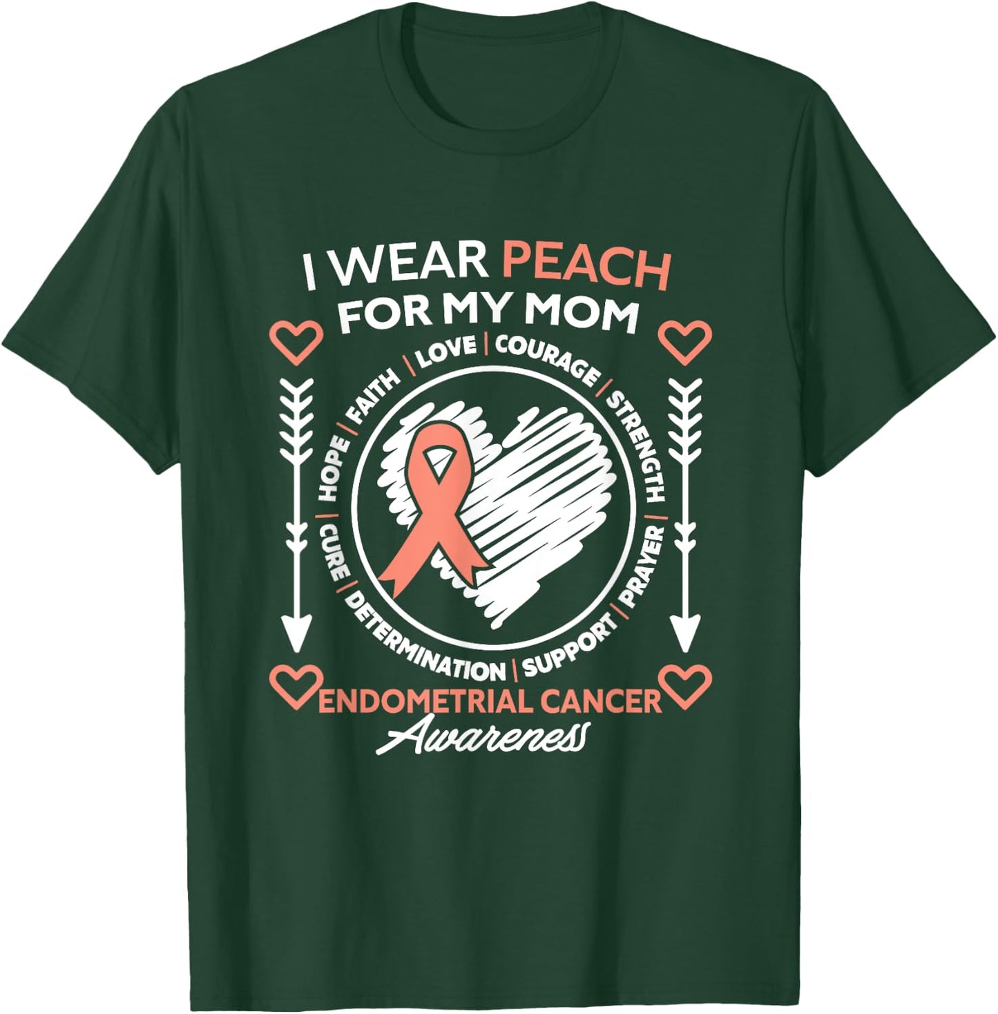 Endometrial Cancer Awareness Wear Peach My Mom Support T-Shirt - T-Shirt | Forest