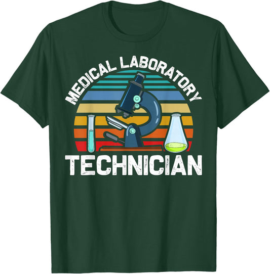 Med Lab Geek Retro Medical Laboratory Technician T-Shirt - T-Shirt | Forest