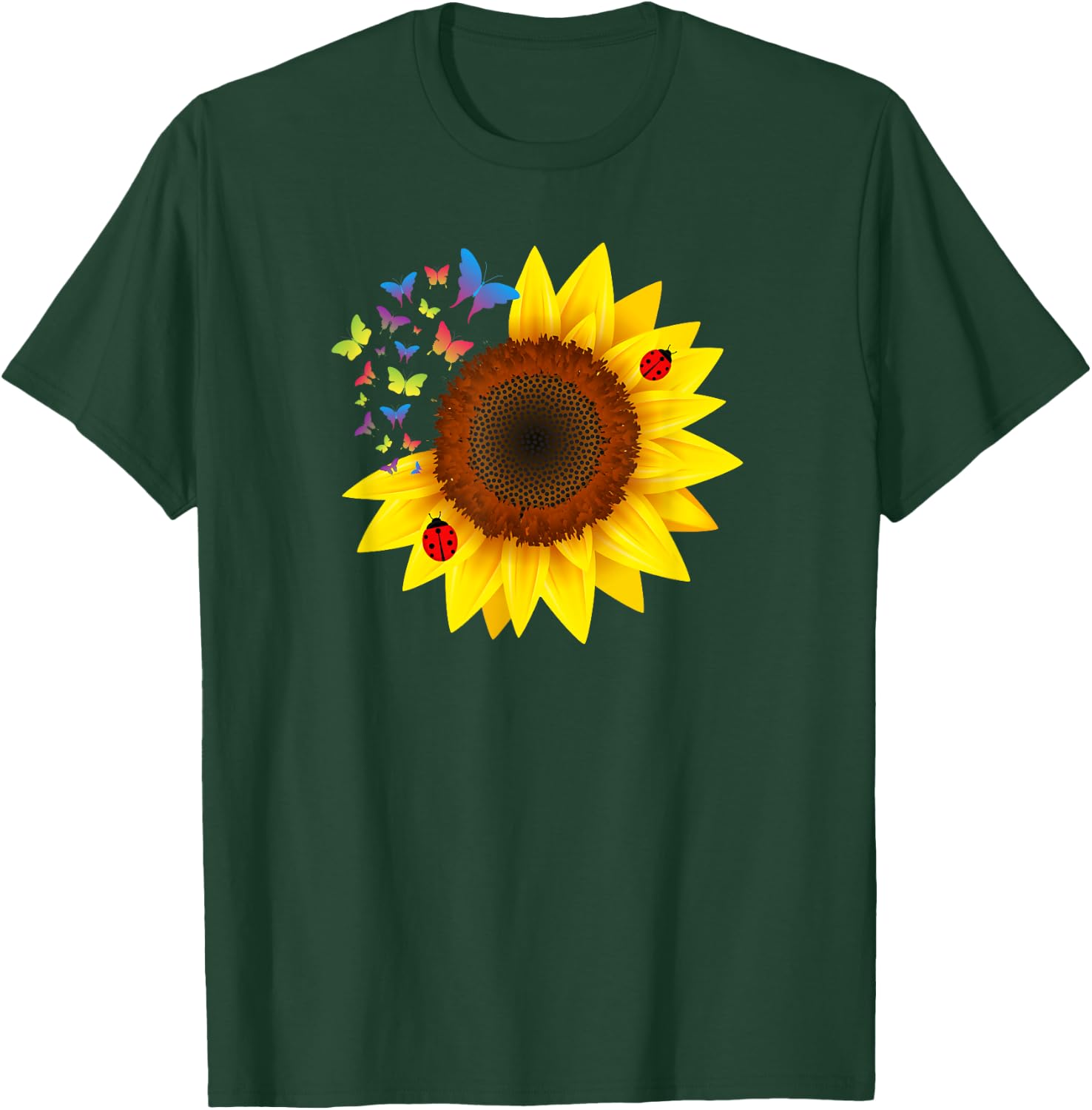 Sunflower, Ladybug, Butterflys, Design T-Shirt - T-Shirt | Forest