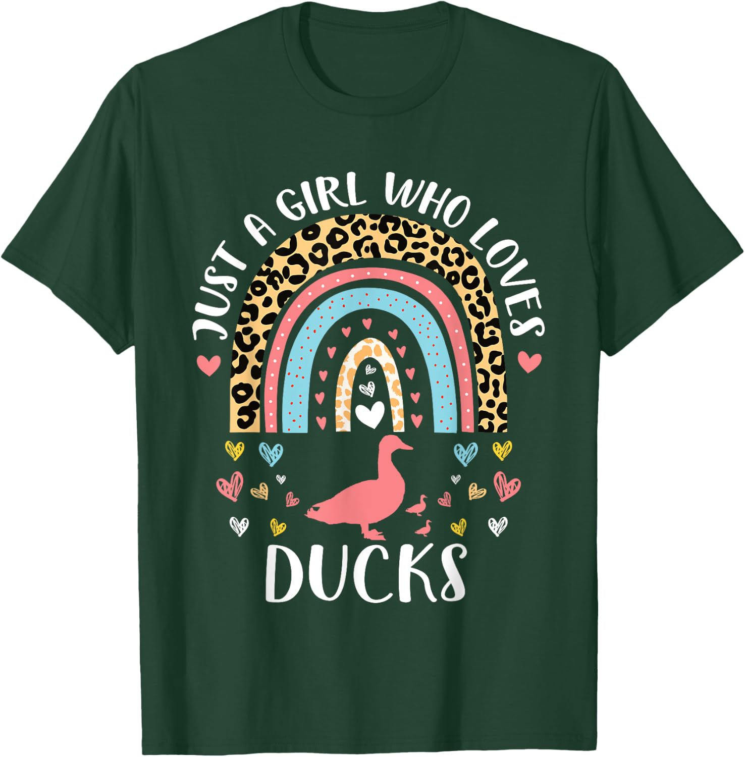 I'm Just A Girl Who Loves Ducks Heart Funny Duck Lover T-Shirt - T-Shirt | Forest
