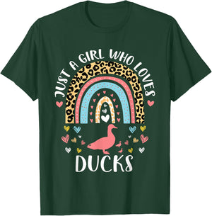 I'm Just A Girl Who Loves Ducks Heart Funny Duck Lover T-Shirt - T-Shirt | Forest