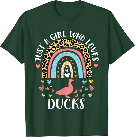I'm Just A Girl Who Loves Ducks Heart Funny Duck Lover T-Shirt - T-Shirt | Forest