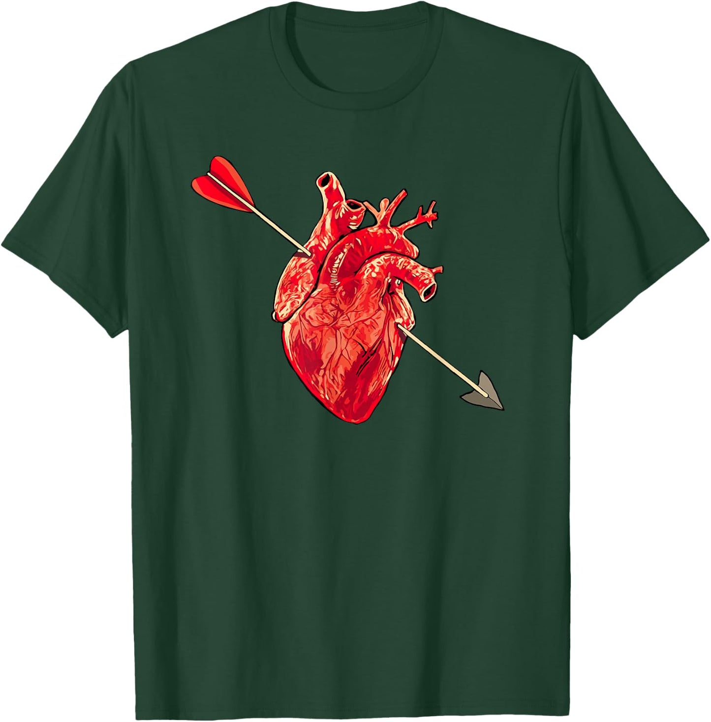 Anatomical Heart & Cupid Arrow Cute Metal Valentines Day T-Shirt - T-Shirt | Forest