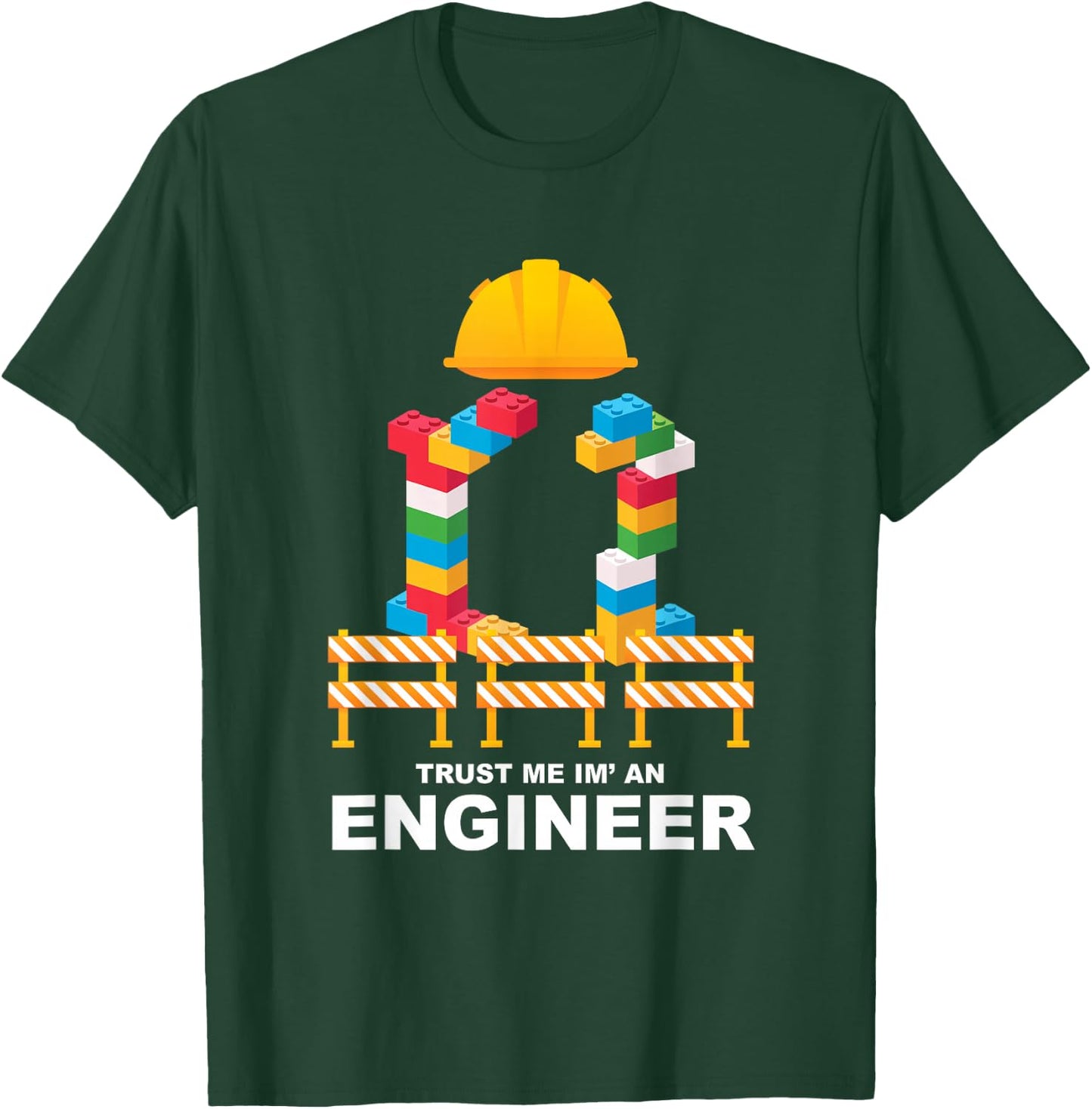 Engineer Construction Master Builder Building Blocks Bricks T-Shirt - T-Shirt | Forest