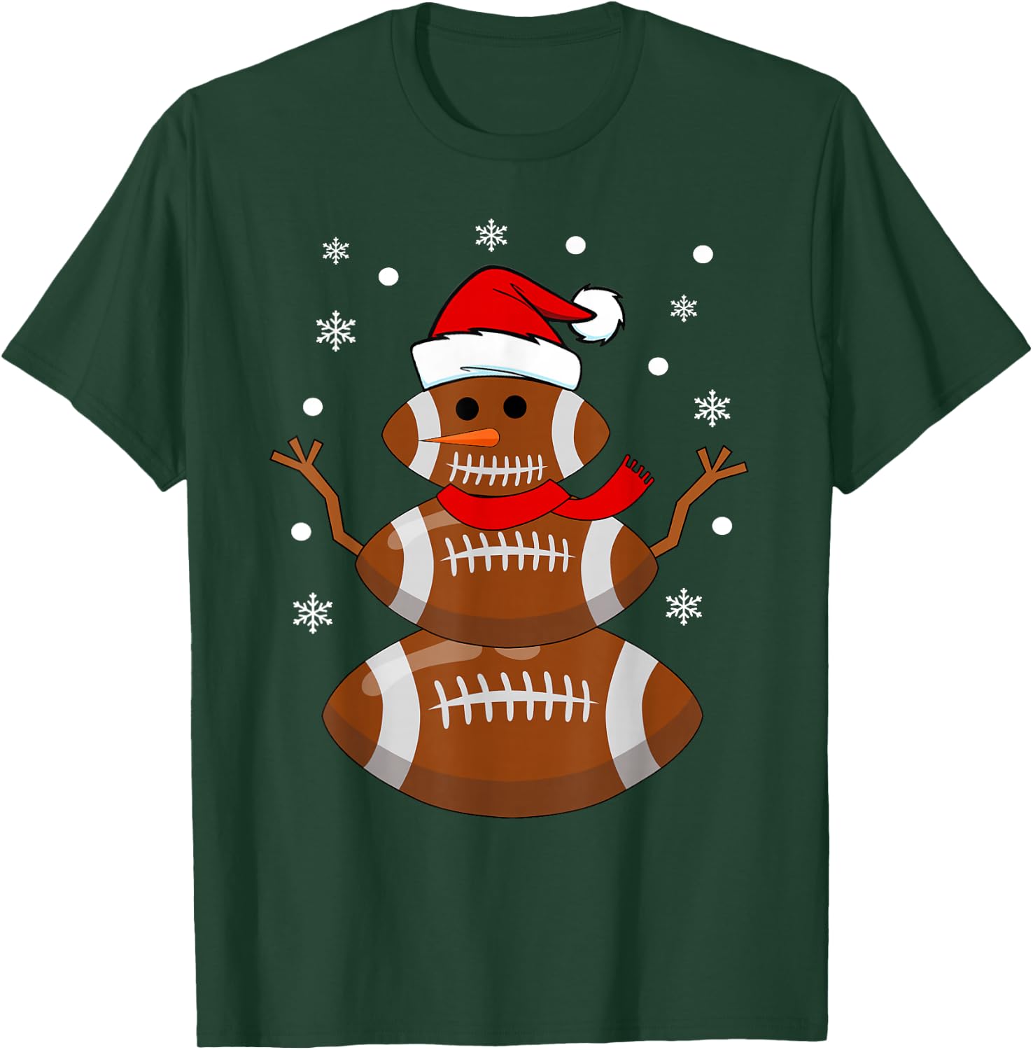 Christmas Football Snowman Kids Football Christmas Women Men T-Shirt - T-Shirt | Forest
