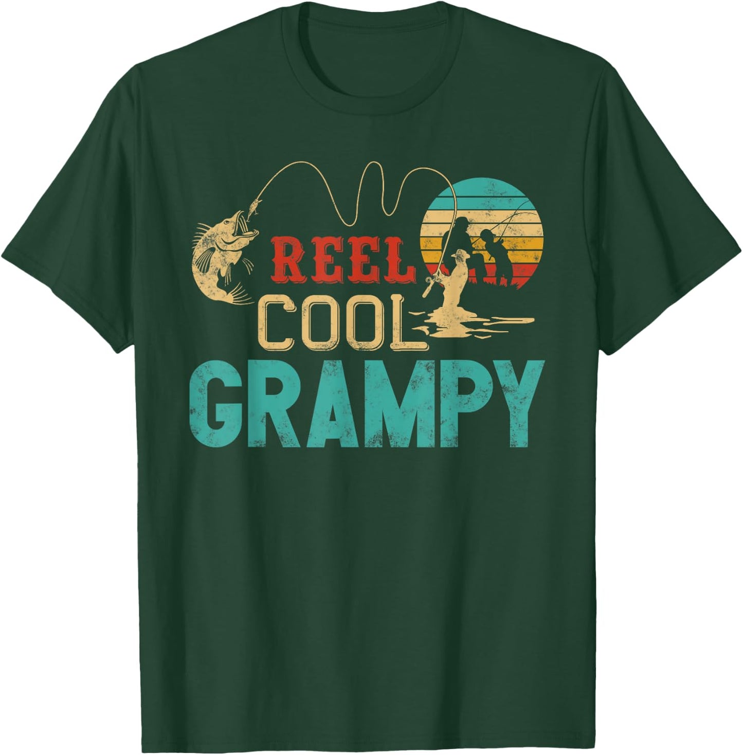 Reel Cool Grampy vintage funny fishing rod Gift Grampy T-Shirt - T-Shirt | Forest