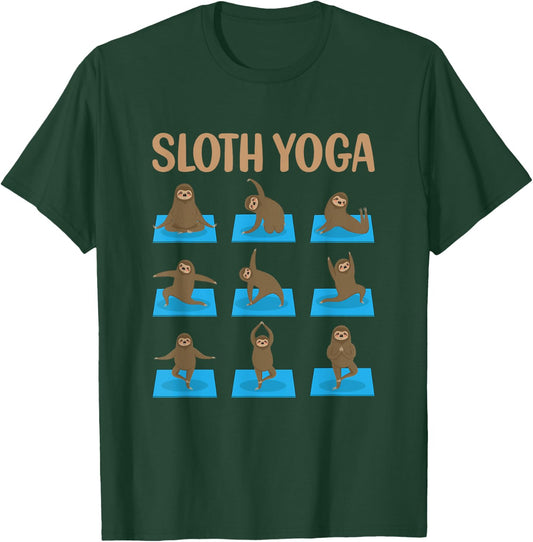 Sloth Yoga Cute Animal Baby Sloth Yoga Poses Zen Graphics T-Shirt - T-Shirt | Forest