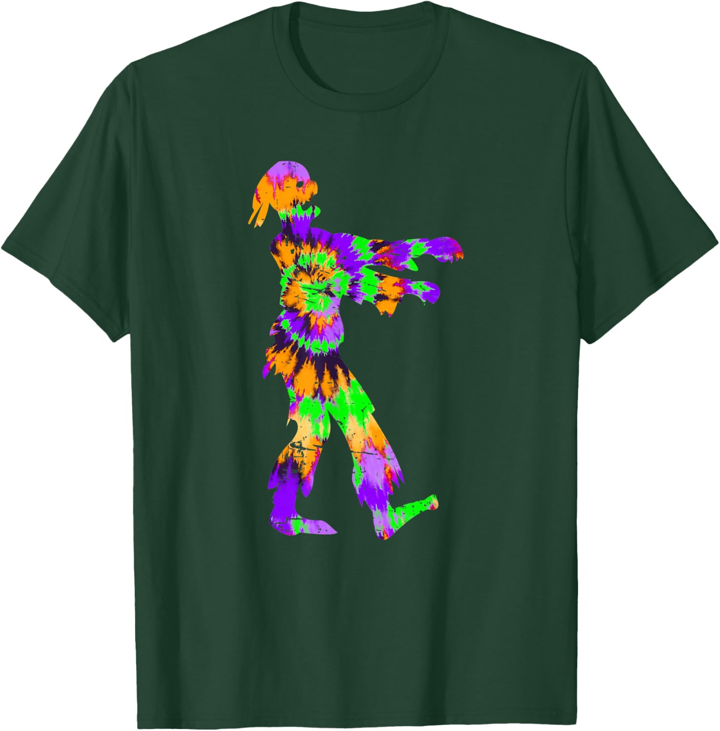 Tie Dye Halloween Zombie - Horror Art Orange Purple Green T-Shirt - T-Shirt | Forest
