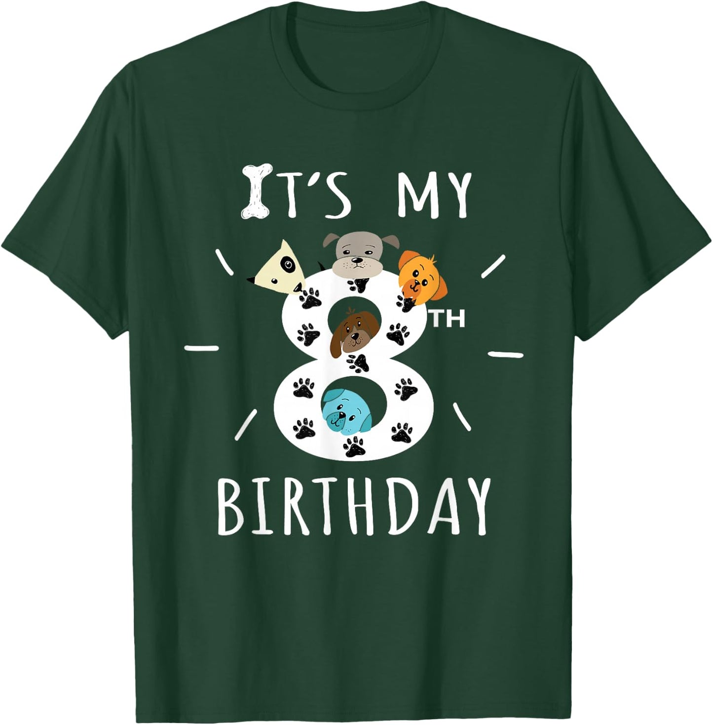 It's My 8th Birthday Dog Lover Theme 8 Years Old Puppy T-Shirt - T-Shirt | Forest
