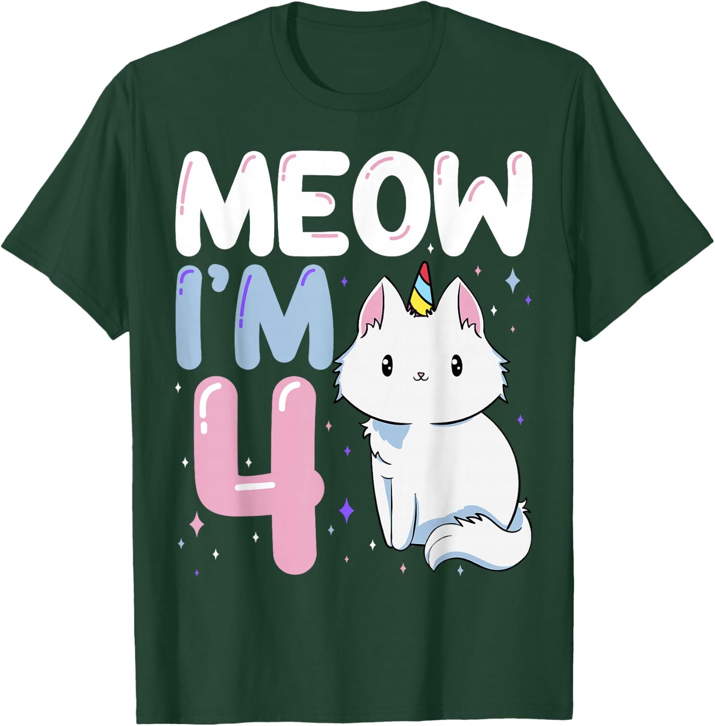 Cat 4th Birthday Party Purr-FECT Vet Kitten Fur Animal Paw T-Shirt - T-Shirt | Forest