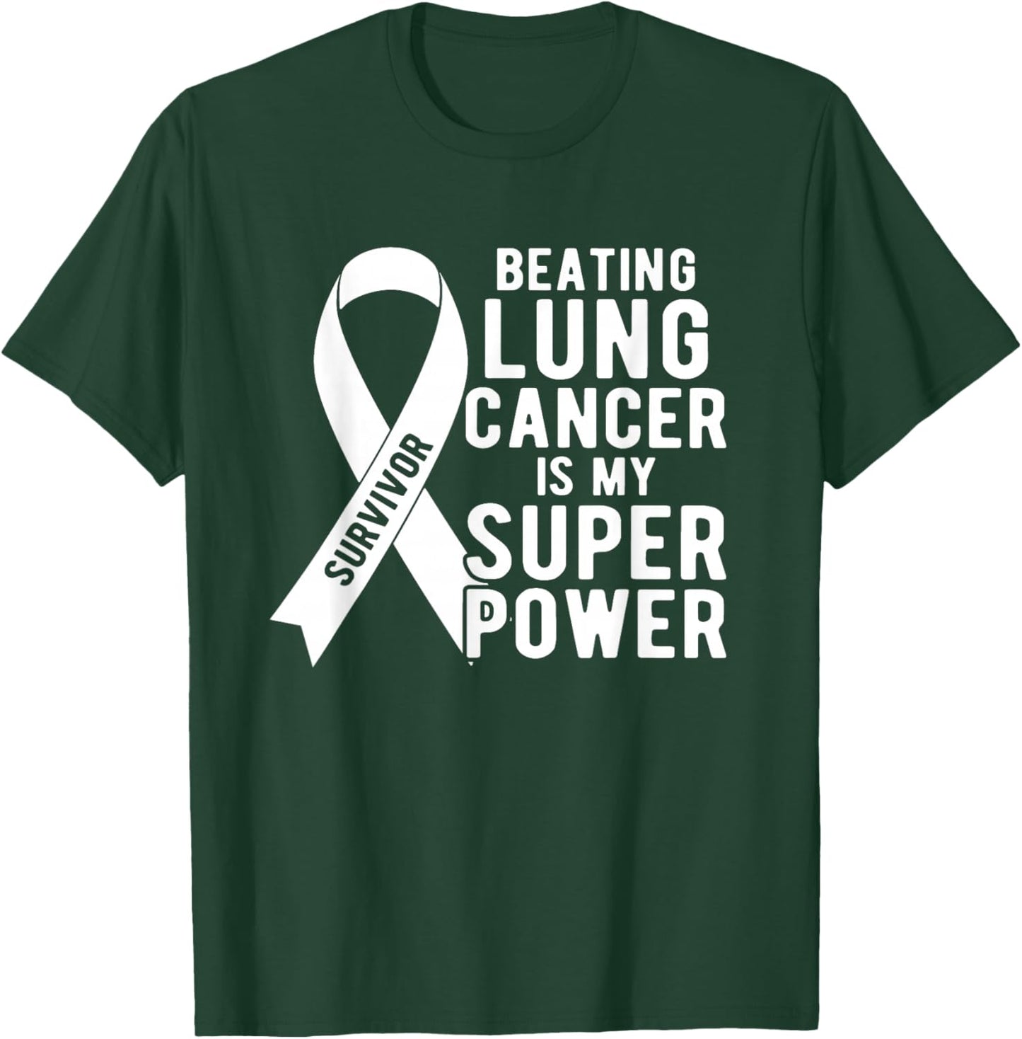 Beating Lung Cancer Awareness Survivor Gifts Men Women Kids T-Shirt - T-Shirt | Forest