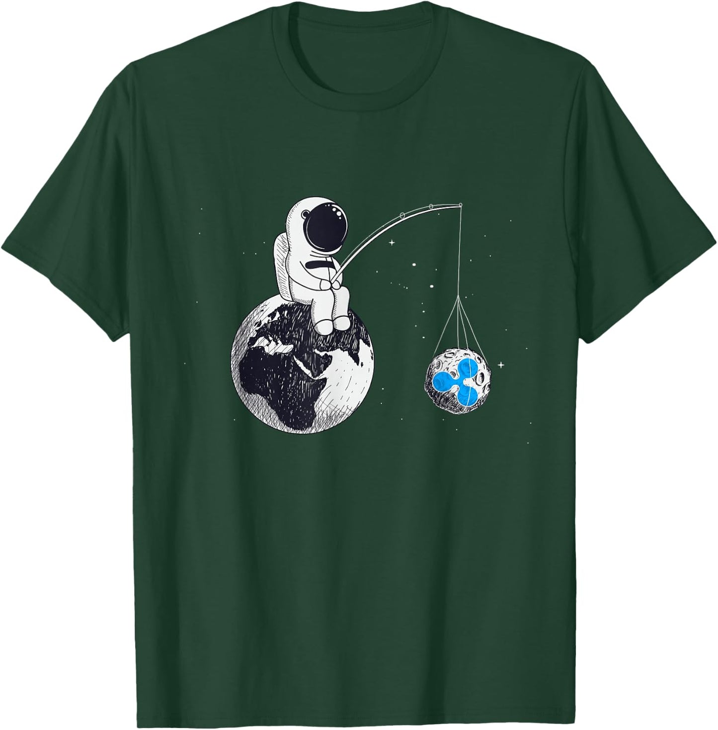 Cryptocurrency Talk - Ripple To The Moon XRP Space Man Merch T-Shirt - T-Shirt | Forest
