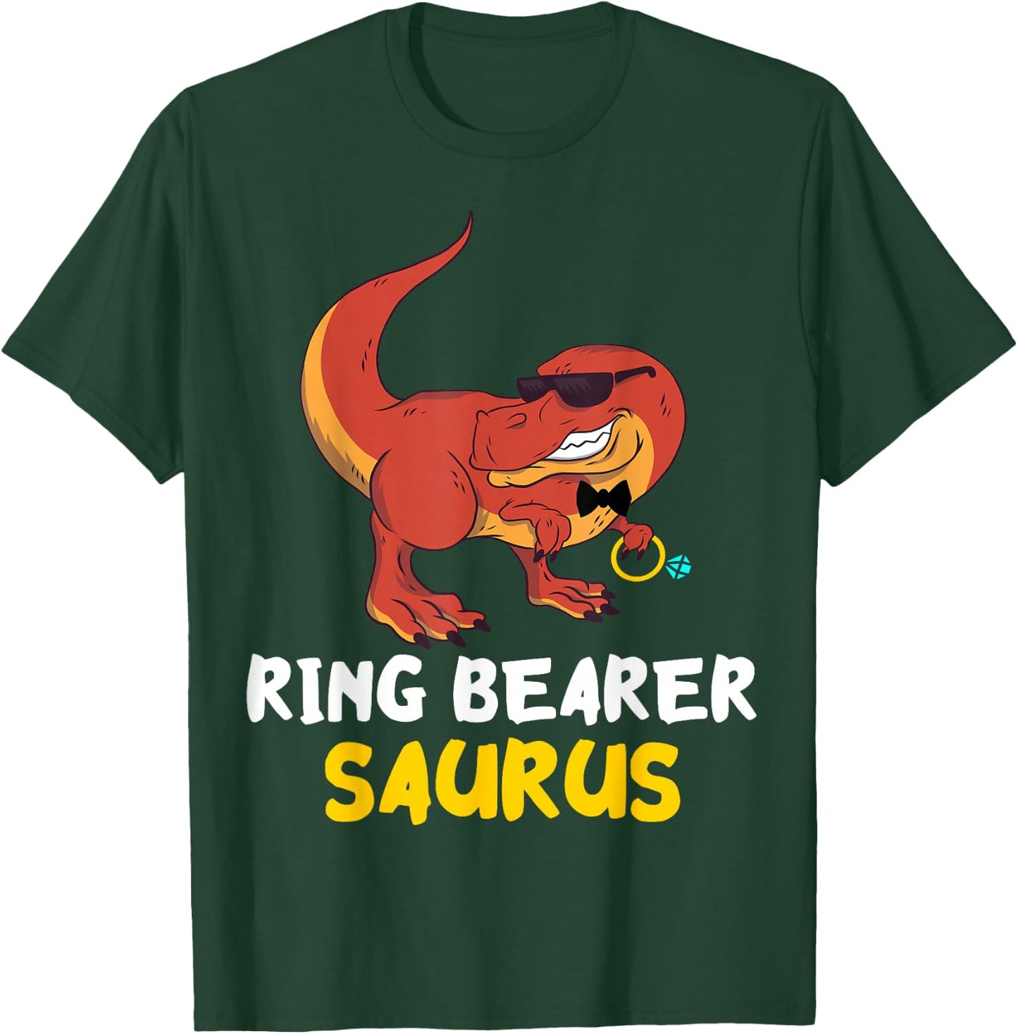 T-Rex Dino Ring Dinosaur Wedding Party Ring Bearer Security T-Shirt - T-Shirt | Forest