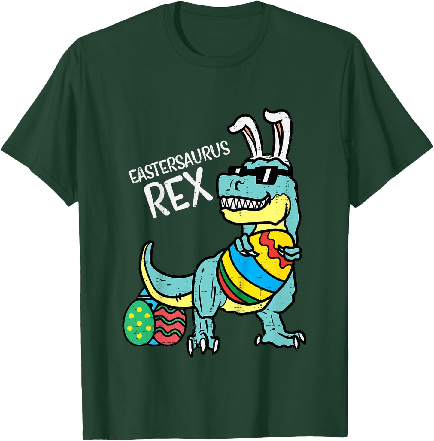 Eastersaurus Rex Easter Trex Bunny Toddler Boys Easter Dino T-Shirt - T-Shirt | Forest