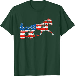 Vintage Harness Racer USA Flag Trotting Horse Harness Racer T-Shirt - T-Shirt | Forest
