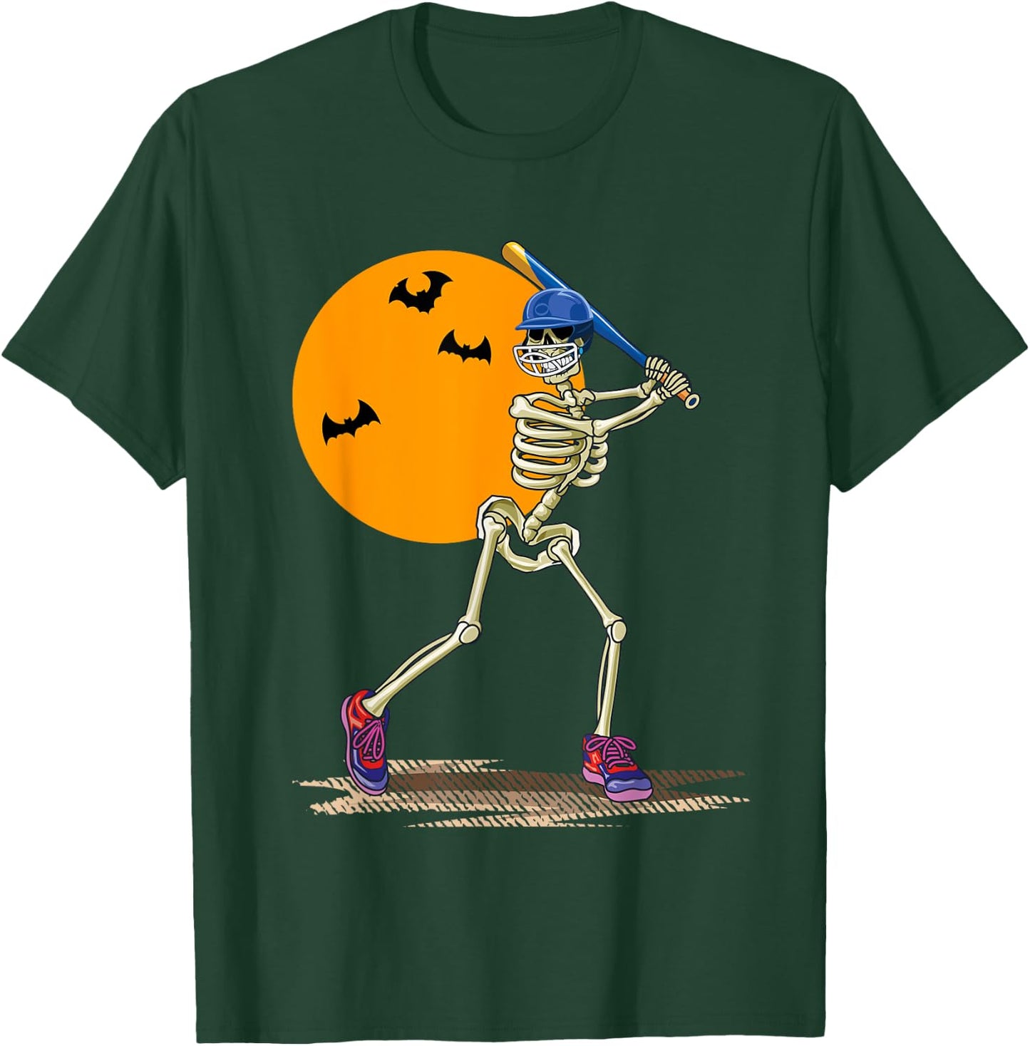 Baseball Skeleton Halloween Men Boys Baseball Halloween T-Shirt - T-Shirt | Forest