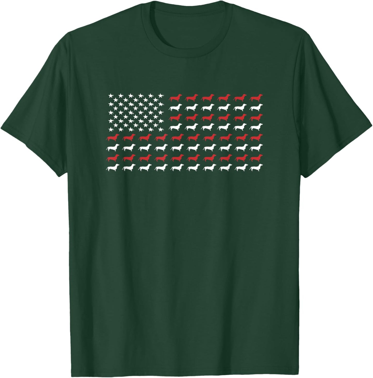 American Flag Dachshund Patriotic Dachshund Doxie Lover Small T-Shirt - T-Shirt | Forest