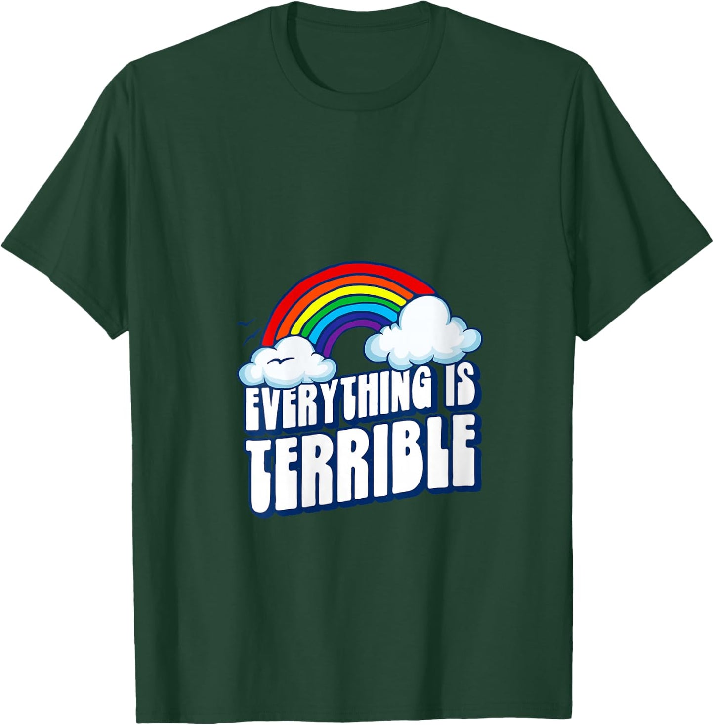 Everything is Terrible! Funny Pessimistic Retro 80s Rainbow V-Neck T-Shirt - T-Shirt | Forest