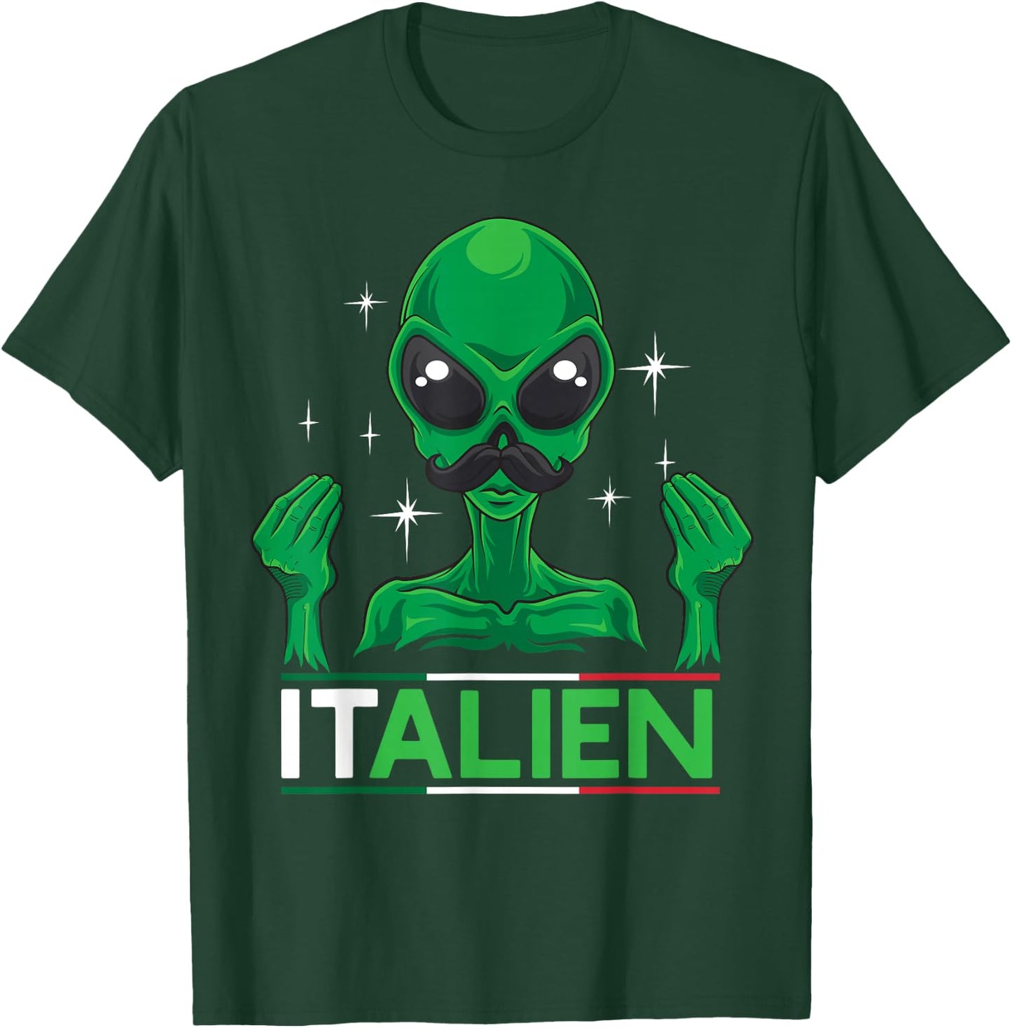 Funny Italian Alien Pun Italy Hand Gesture T-Shirt - T-Shirt | Forest