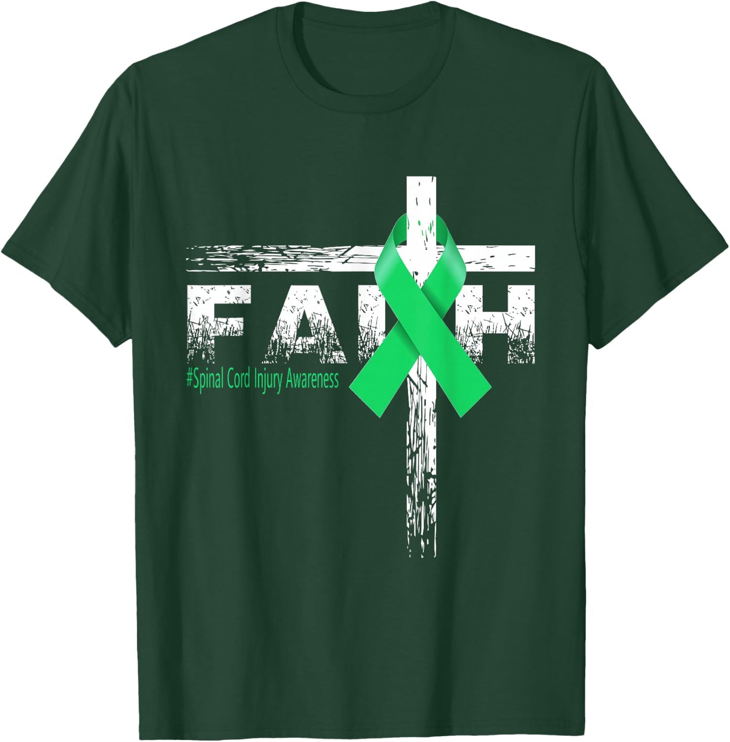 Spinal Cord Injury Awareness Christian Faith & Cross T-Shirt - T-Shirt | Forest