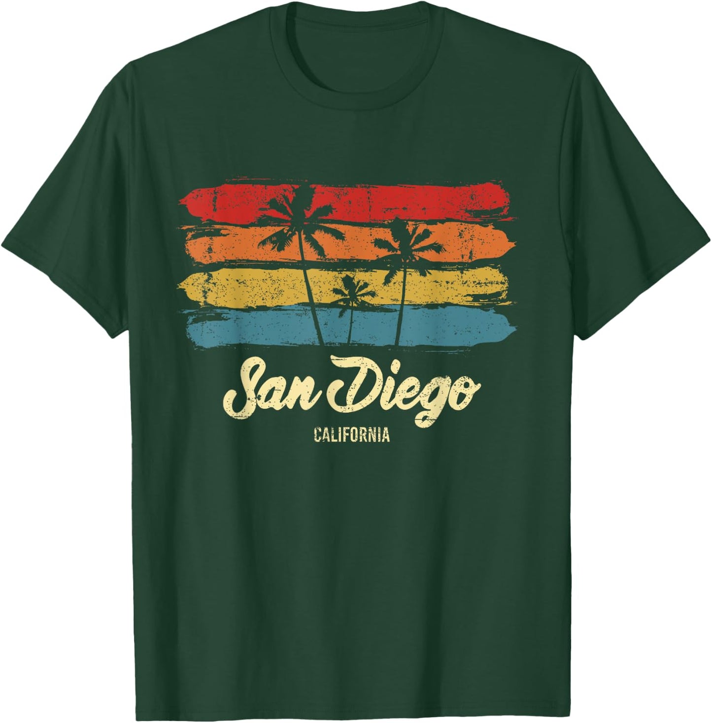 Vintage San Diego California Palm Trees CA Retro T-Shirt - T-Shirt | Forest