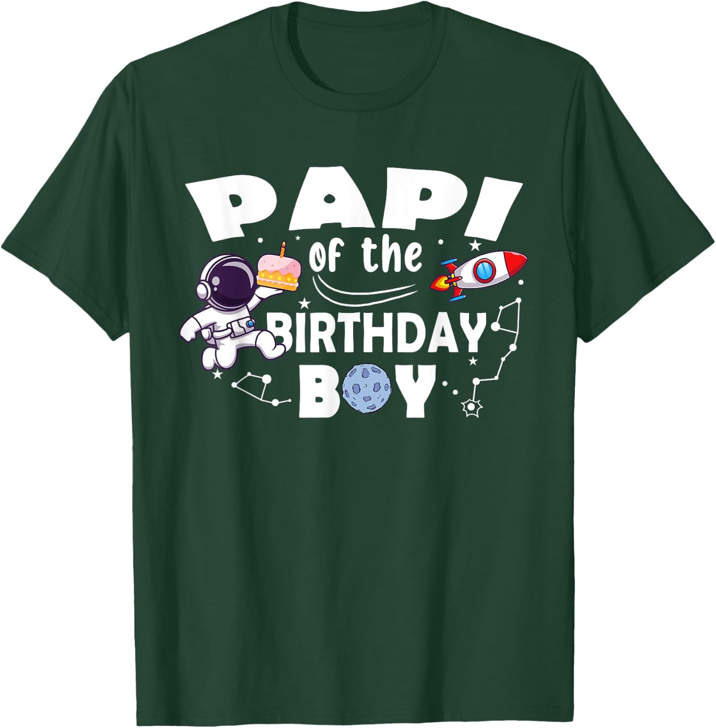 Papi Of The Birthday Astronaut Boy Space Theme T-Shirt - T-Shirt | Forest